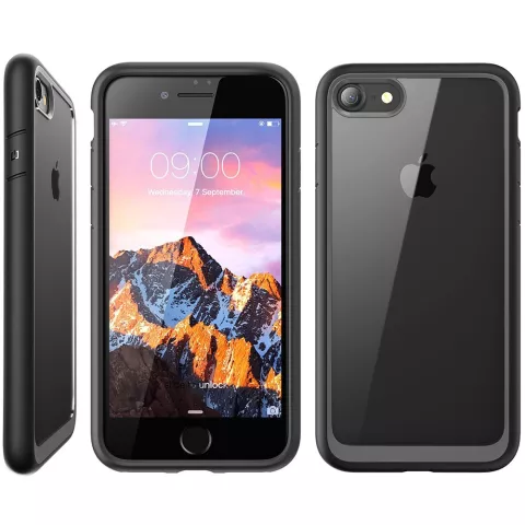 Coque de protection robuste Coque iPhone 7 8 SE 2020 SE 2022 noire transparente