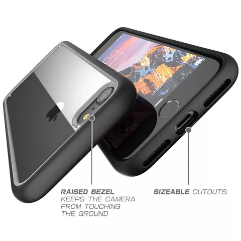 Housse de protection robuste transparente noire la coque compatible avec iPhone 7 8 SE 2020 SE 2022