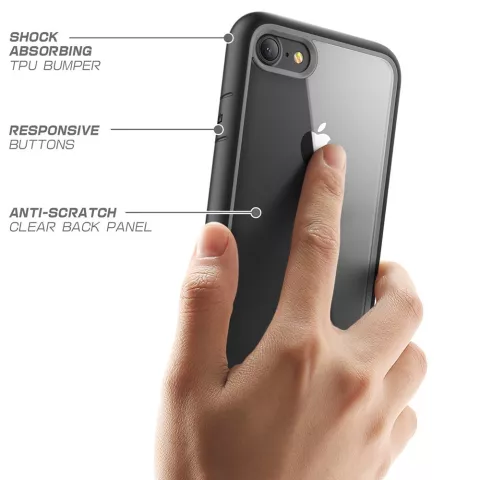 Housse de protection robuste transparente noire la coque compatible avec iPhone 7 8 SE 2020 SE 2022