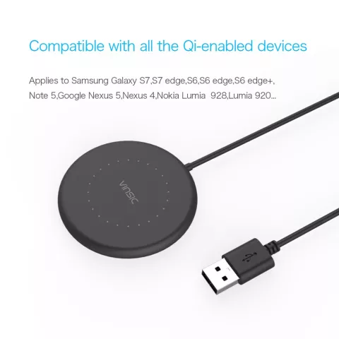 Vinsic Qi Chargeur universel sans fil noir