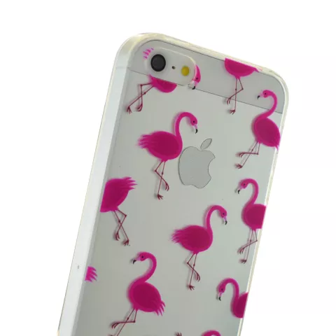 Coque transparente en TPU flamant rose compatible avec iPhone 5 5s SE 2016