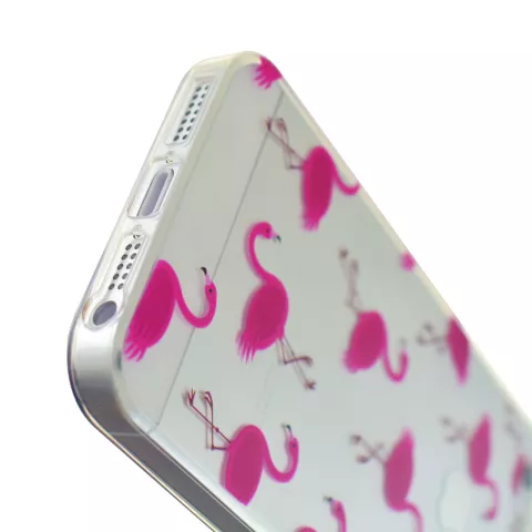Coque TPU transparente rose flamant rose Housse iPhone 5 5s SE 2016