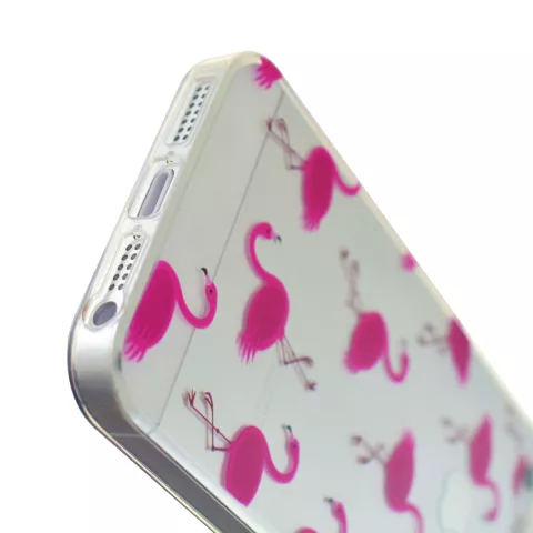 Coque transparente en TPU flamant rose compatible avec iPhone 5 5s SE 2016