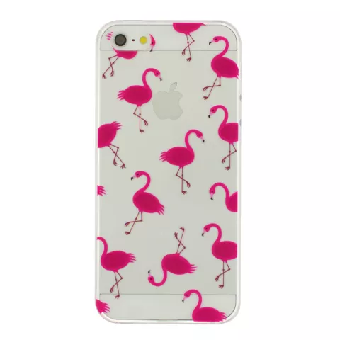 Coque transparente en TPU flamant rose compatible avec iPhone 5 5s SE 2016