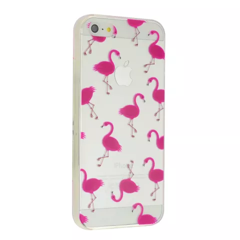 Coque transparente en TPU flamant rose compatible avec iPhone 5 5s SE 2016