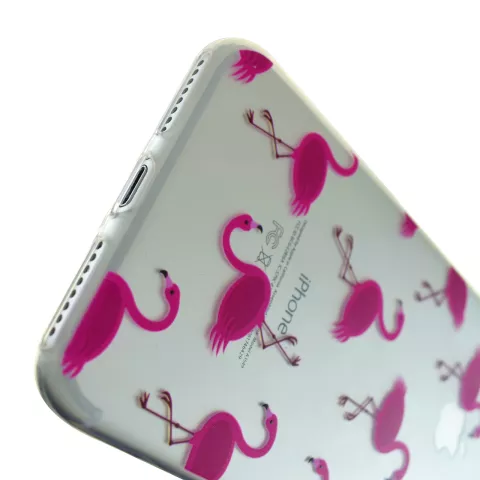 &Eacute;tui transparent rose flamant rose pour iPhone 7 Plus 8 Plus