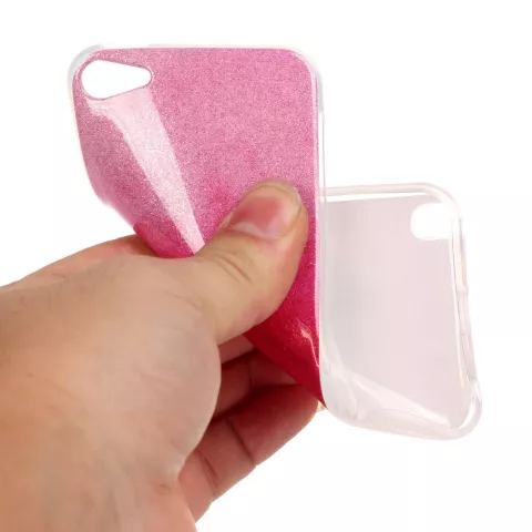 &Eacute;tui &agrave; paillettes rose ombr&eacute; compatible avec iPod Touch 5 6 7 &eacute;tui en TPU