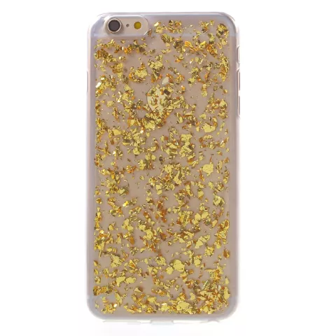 Coque transparente en TPU ruban de feuille d&#039;or compatible avec iPhone 6 Plus 6s Plus couverture dor&eacute;e