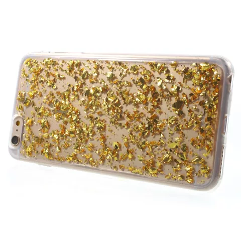 Coque transparente en TPU ruban de feuille d&#039;or compatible avec iPhone 6 Plus 6s Plus couverture dor&eacute;e