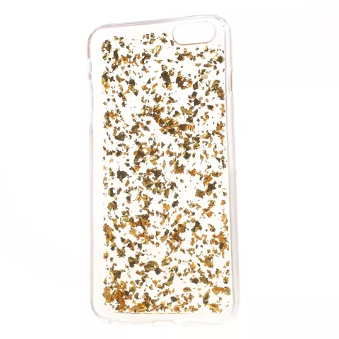 Coque transparente en TPU ruban de feuille d&#039;or compatible avec iPhone 6 Plus 6s Plus couverture dor&eacute;e