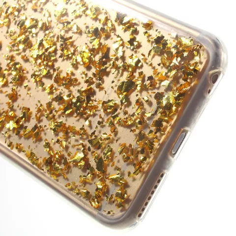 Coque transparente en TPU ruban de feuille d&#039;or compatible avec iPhone 6 Plus 6s Plus couverture dor&eacute;e