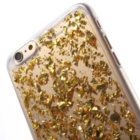 Coque transparente en TPU ruban de feuille d&#039;or compatible avec iPhone 6 Plus 6s Plus couverture dor&eacute;e