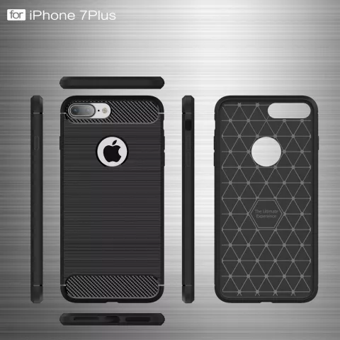 Black Carbon Armor compatible avec la coque en TPU compatible avec iPhone 7 Plus 8 Plus