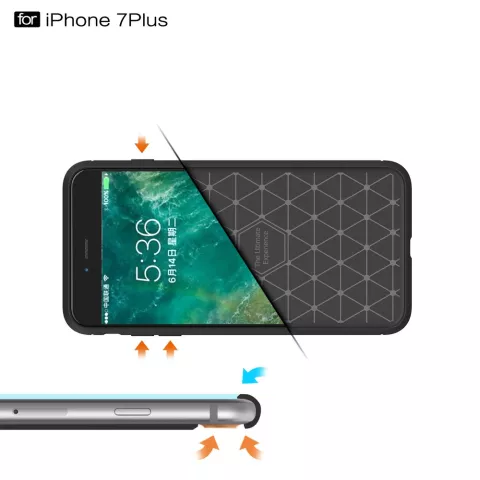 Black Carbon Armor compatible avec la coque en TPU compatible avec iPhone 7 Plus 8 Plus