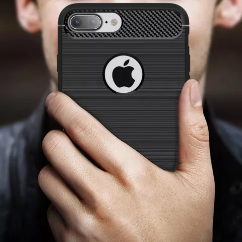 Black Carbon Armor compatible avec la coque en TPU compatible avec iPhone 7 Plus 8 Plus