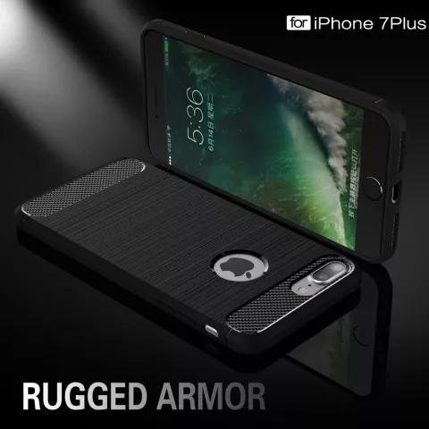 Black Carbon Armor compatible avec la coque en TPU compatible avec iPhone 7 Plus 8 Plus