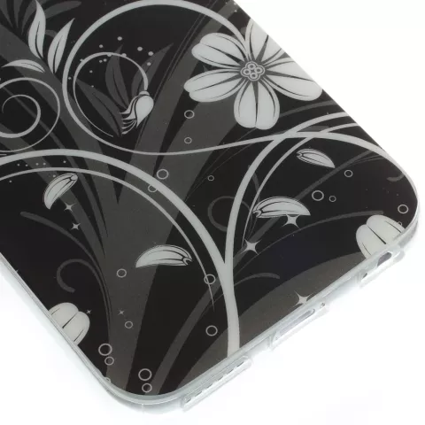 Coque en TPU floral noir et blanc la coque compatible avec iPhone 6 6s