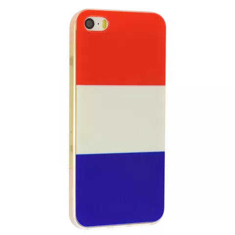 Coque iPhone 5 5s SE 2016 drapeau n&eacute;erlandais rouge blanc bleu TPU