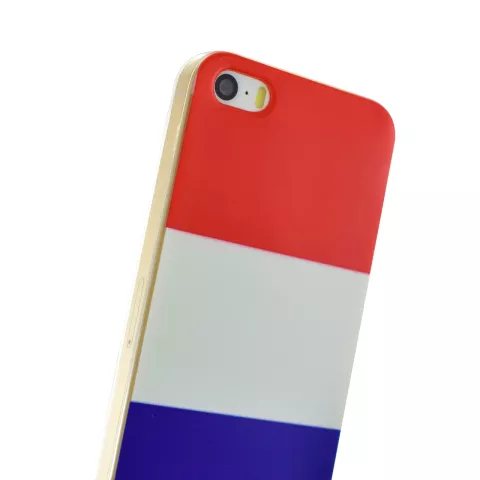 Coque iPhone 5 5s SE 2016 drapeau n&eacute;erlandais rouge blanc bleu TPU