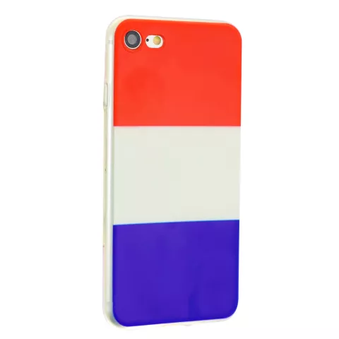 Coque en TPU compatible avec iPhone 7, 8, SE 2020, SE 2022, drapeau n&eacute;erlandais, rouge, blanc, bleu