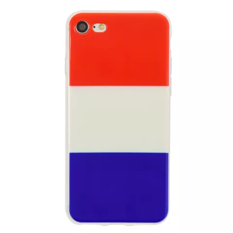 Coque en TPU compatible avec iPhone 7, 8, SE 2020, SE 2022, drapeau n&eacute;erlandais, rouge, blanc, bleu