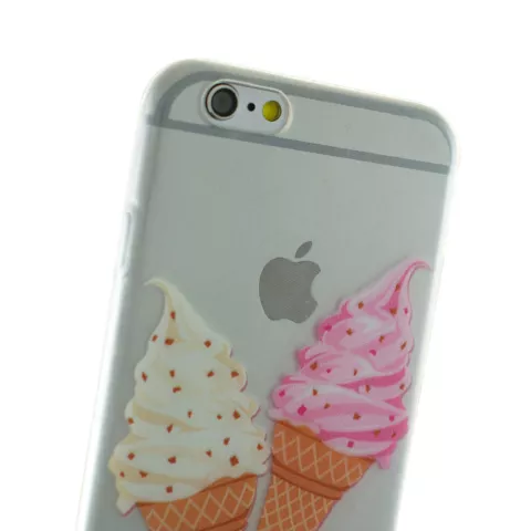 Coque transparente &agrave; glace souple pour iPhone 6 et iPhone 6s rose et blanc