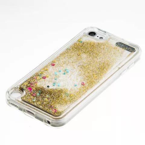 Coque transparente compatible avec iPod Touch 5 6 7, coque mobile &agrave; paillettes dor&eacute;es