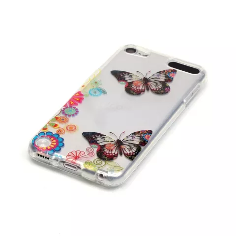&Eacute;tui color&eacute; papillons fleurs iPod Touch 5 6 7 &eacute;tui transparent