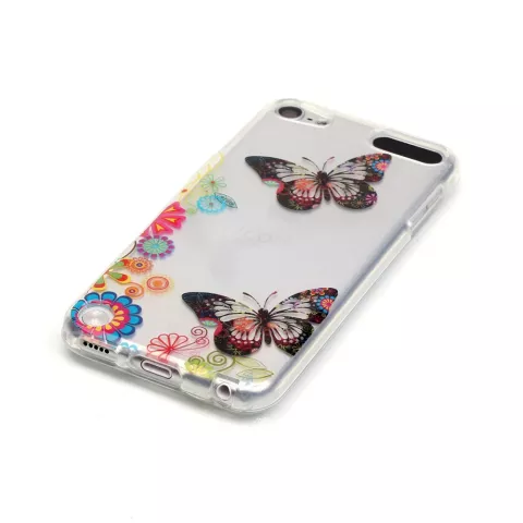 Coque color&eacute;e papillons fleurs compatible avec iPod Touch 5 6 7 coque transparente