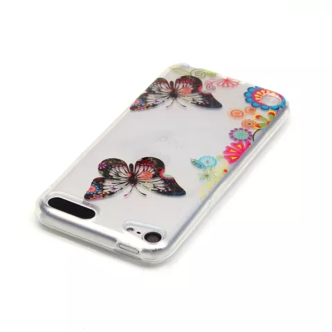 Coque color&eacute;e papillons fleurs compatible avec iPod Touch 5 6 7 coque transparente