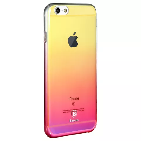 Coque Baseus Glaze Transparent Gradient la coque compatible avec iPhone 6 6s - Jaune Rose Transparent