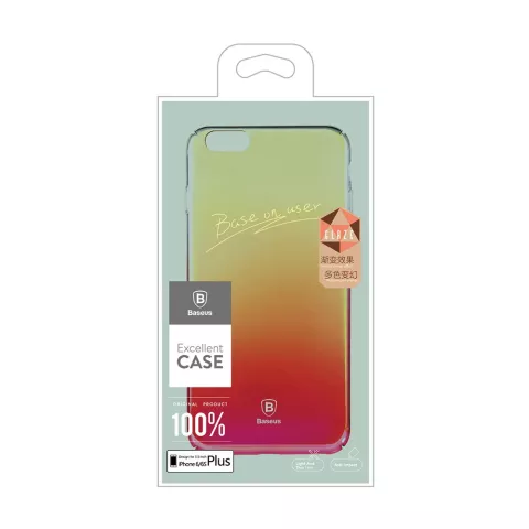 Coque Baseus Glaze Transparent Gradient la coque compatible avec iPhone 6 6s - Jaune Rose Transparent