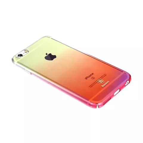 Coque Baseus Glaze Transparent Gradient la coque compatible avec iPhone 6 6s - Jaune Rose Transparent