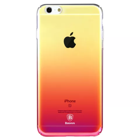 Coque Baseus Glaze Transparent Gradient la coque compatible avec iPhone 6 6s - Jaune Rose Transparent