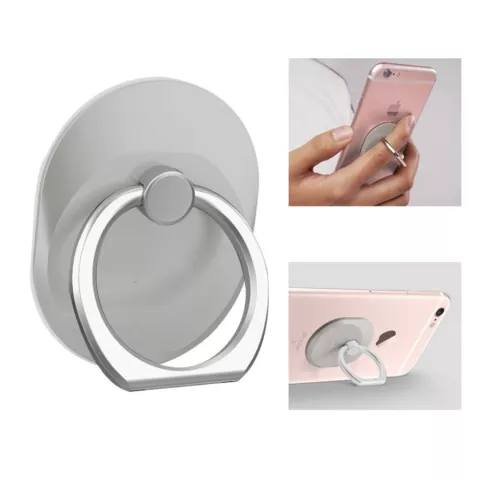 Ring silver grip support universel pour smartphone standard gris