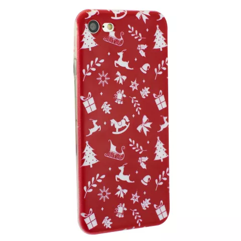 Coque de No&euml;l rouge compatible avec iPhone 7 8 SE 2020 SE 2022 Coque de No&euml;l en TPU Housse de No&euml;l rouge