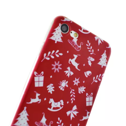 Coque de No&euml;l rouge compatible avec iPhone 7 8 SE 2020 SE 2022 Coque de No&euml;l en TPU Housse de No&euml;l rouge