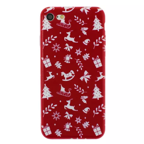 Coque de No&euml;l rouge compatible avec iPhone 7 8 SE 2020 SE 2022 Coque de No&euml;l en TPU Housse de No&euml;l rouge