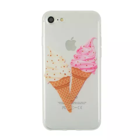 Coque iPhone 7 8 SE 2020 SE 2022 TPU Soft Ice Cream - Rose Blanc Glace transparente
