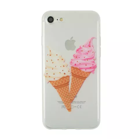 Cr&egrave;me glac&eacute;e molle compatible avec iPhone 7 8 SE 2020 SE 2022 Housse de protection en TPU - Cr&egrave;me glac&eacute;e transparente rose blanc