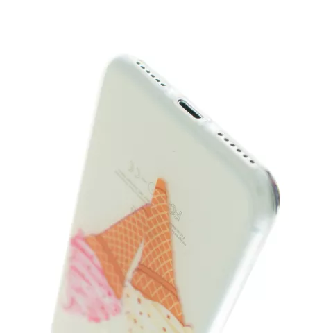 Cr&egrave;me glac&eacute;e molle compatible avec iPhone 7 8 SE 2020 SE 2022 Housse de protection en TPU - Cr&egrave;me glac&eacute;e transparente rose blanc
