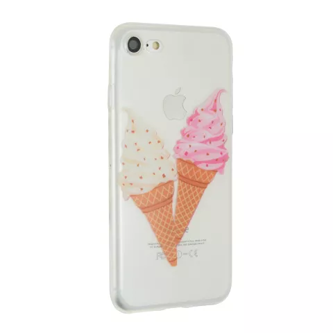Cr&egrave;me glac&eacute;e molle compatible avec iPhone 7 8 SE 2020 SE 2022 Housse de protection en TPU - Cr&egrave;me glac&eacute;e transparente rose blanc