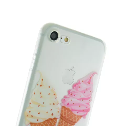 Cr&egrave;me glac&eacute;e molle compatible avec iPhone 7 8 SE 2020 SE 2022 Housse de protection en TPU - Cr&egrave;me glac&eacute;e transparente rose blanc