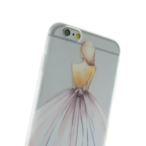 Robe de danseuse adapt&eacute;e aux coques iPhone 6 et 6s - Fille pastel blanc rose