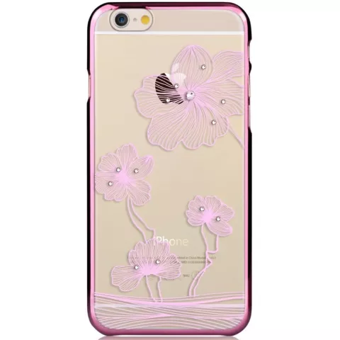 Coque iPhone 6 6s COMMA fleurs - Cristaux Swarovski - Lilas Violet Chrome