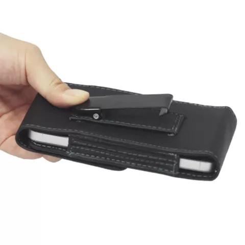 Pince &agrave; pantalon compatible avec iPod Touch et iPhone 5 5s 5c SE 2016 - &eacute;tui en cuir noir