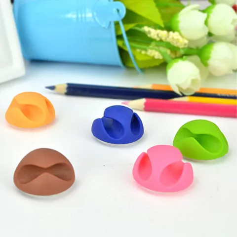 Porte-c&acirc;bles double 12 cordons clips organisateur de c&acirc;bles - vert rose orange