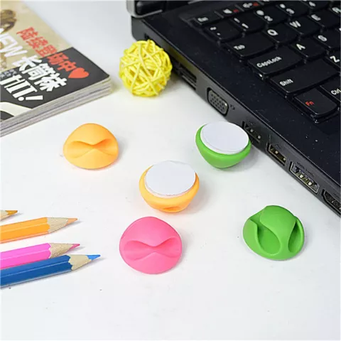 Porte-c&acirc;bles double 12 cordons clips organisateur de c&acirc;bles - vert rose orange