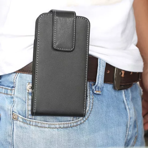 Clip pantalon iPhone 7 8 SE X Xs 11 Pro - &eacute;tui cuir noir