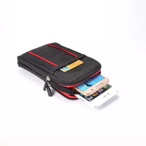 Sacoche pour t&eacute;l&eacute;phone portable universellement antichoc - Noir Rouge